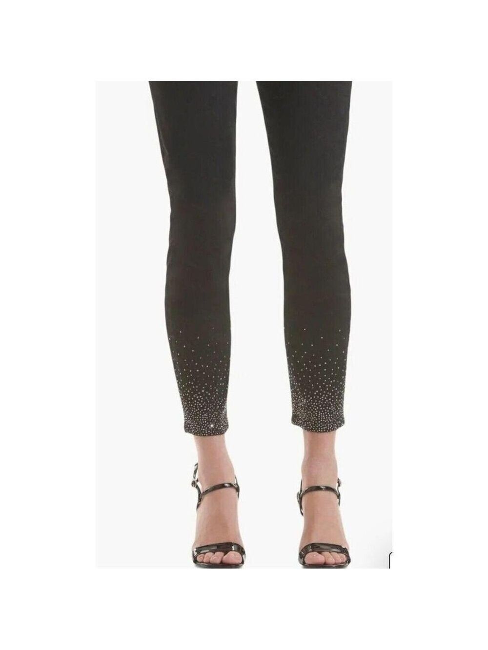 Jen7 - 7 For All Mankind black skinny jeans with ombré rhinestones - size 12